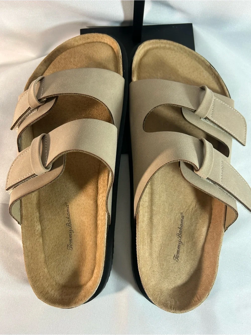 Tommy Bahama Men's Beige Double-Strap Slide Sandals